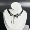 A niche design of an ins dark style black butterfly necklace, punk choker, sweet and cool spice girl necklace details Picture